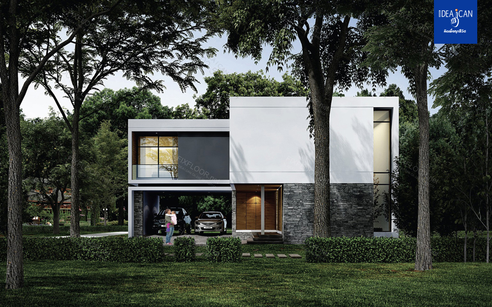แบบบ้านสองชั้น,3D Perspective, รับสร้างบ้าน, แปลนบ้าน, บริษัทรับสร้างบ้าน, แบบบ้านโมเดิร์น, แบบบ้าน modern , แบบบ้านสองชั้น modern style
